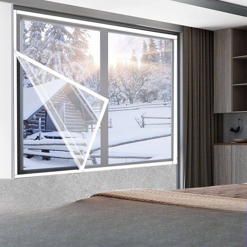 Window Insulation Film - ฤดูหนาวโปร่งใสหน้าต่างปิดผนึกหน้าจอตัวเองกาวกันลมอบอุ่นฟิล์มหน้าต่างพร้อมเทปวิเศษฉนวนกันความร้อนฟิล์มผ้าม่าน