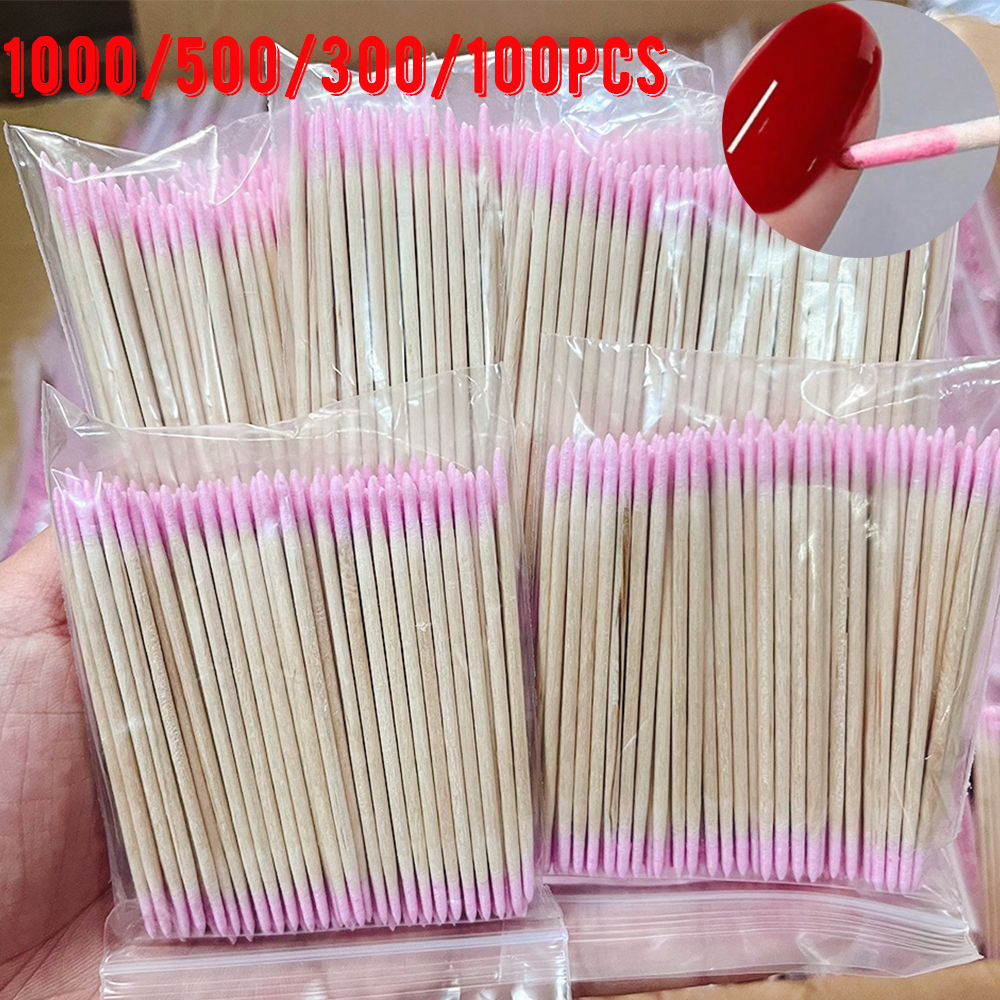 Wood Filler Stick - 1000/500/300/100Pcs เล็บไม้ผ้าฝ้าย Swab ทําความสะอาด Sticks ทิ้ง