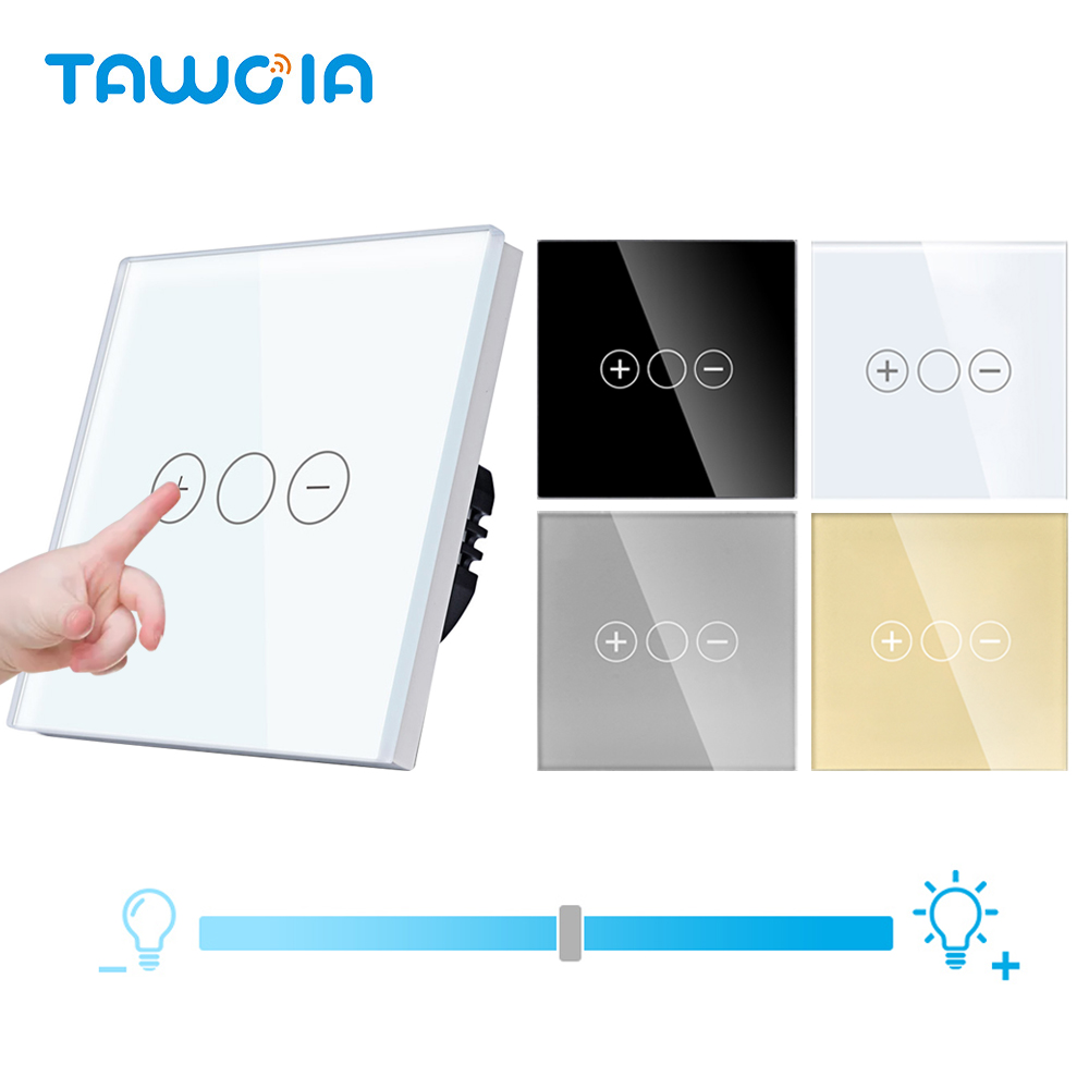 Home Improvement Expo - สวิตช์หรี่ไฟแบบสัมผัส Tawoia EU 4 สี แผงกระจกคริสตัล