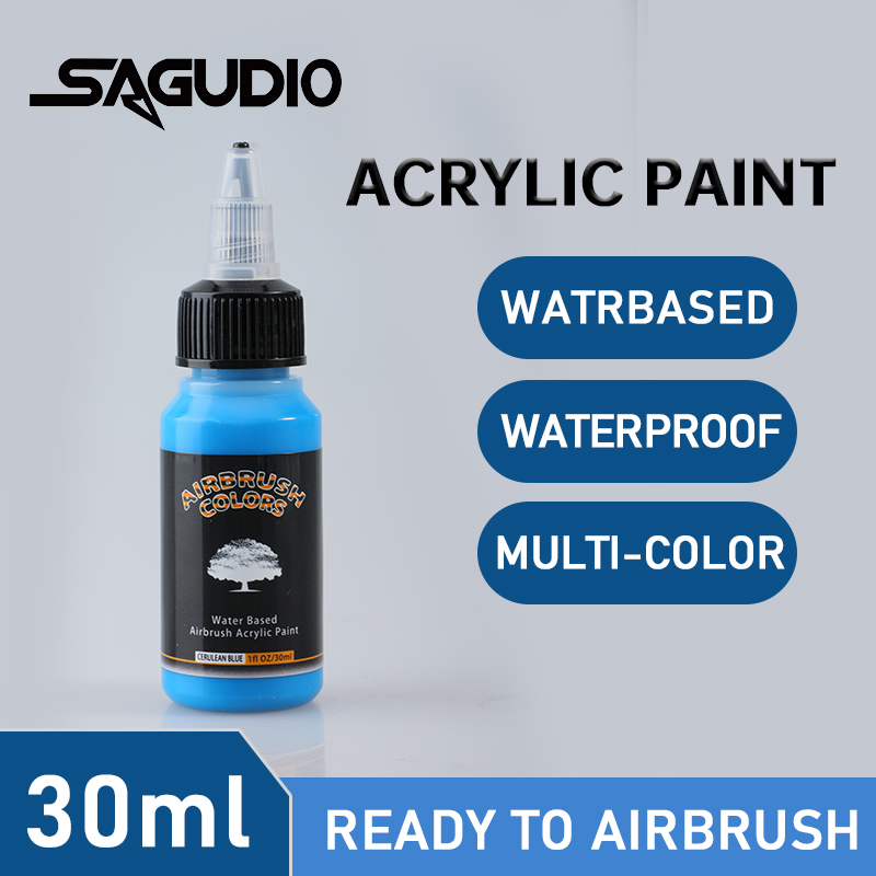 Spray Paint Primer - SAGUD สีแอร์บรัชพร้อมสเปรย์น้ํา 24 สีด้าน 30ml สีอะคริลิคพรีเมี่ยมสําหรับผู้เริ่มต้น