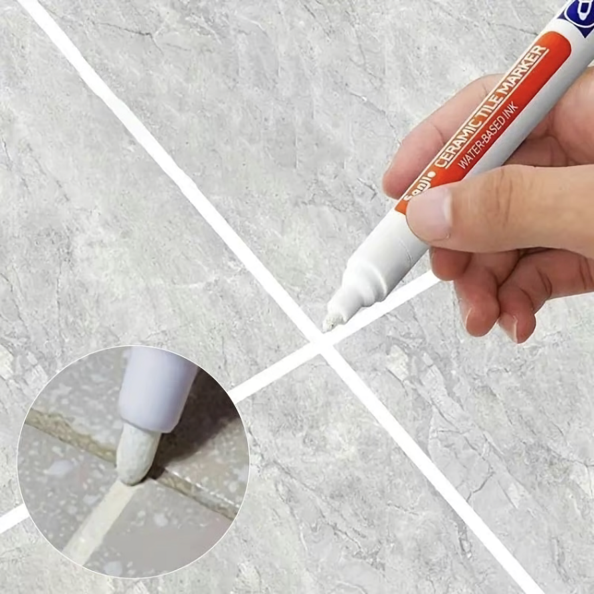 Tile Grout Repair - ปากกามาร์คเกอร์กันน้ำสำหรับกระเบื้อง 1 ชิ้น ปากกาสำหรับยาแนว รอยต่อผนัง พื้นกระเบื้อง