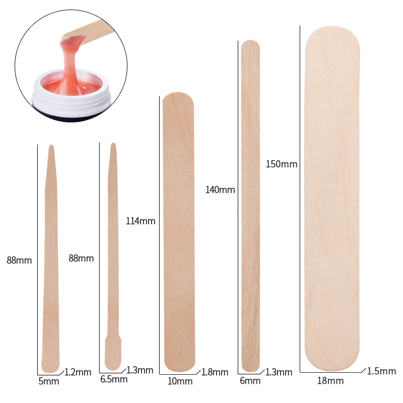 Wood Filler Stick - ไม้กดลิ้นแว็กซ์แบบใช้แล้วทิ้ง100ชิ้นไม้กำจัดขนตัวกดลิ้น