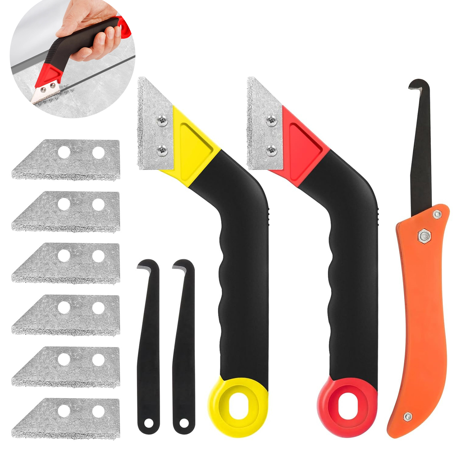 Grout Saw Removal - ชุดเครื่องมือขจัดคราบปูน 11 ชิ้น พร้อมใบมีดเปลี่ยนได้ เลื่อยตัดปูน มีดขจัดคราบปูน