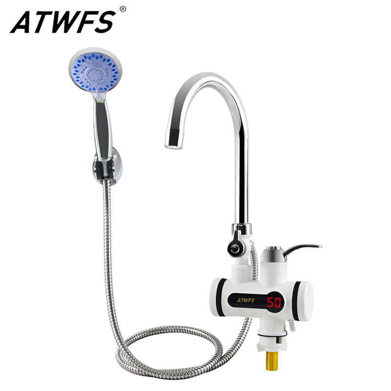 Home Improvement K&B Construction - ATWFS 3000W เครื่องทําน้ําอุ่น Tankless ก๊อกน้ําฝักบัวไฟฟ้าทันทีแตะเครื่องทําความร้อนน้ําร้อนสําหรับห้องครัวและห้องน้ํา