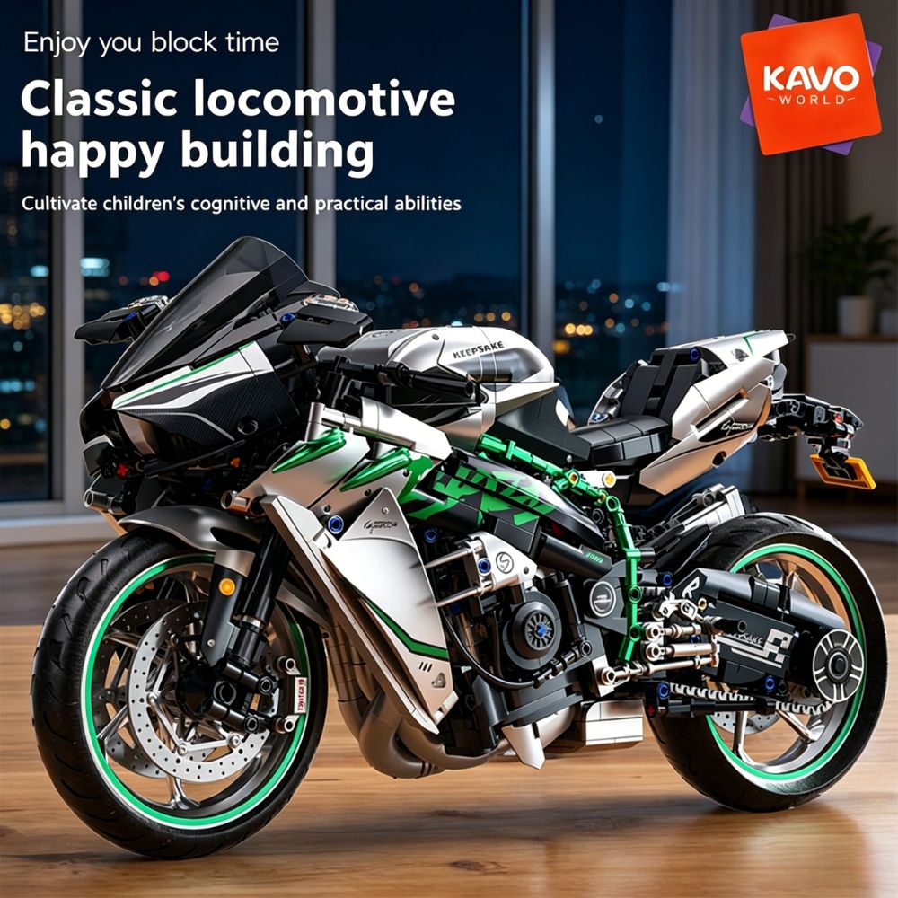 Home Improvement Expo - KAVOWORLD 1:5 ชุดตัวต่อรถจักรยานยนต์คลาสสิก 2248 ชิ้น ชุดประกอบโมเดลรถสปอร์ตแบบกลไก