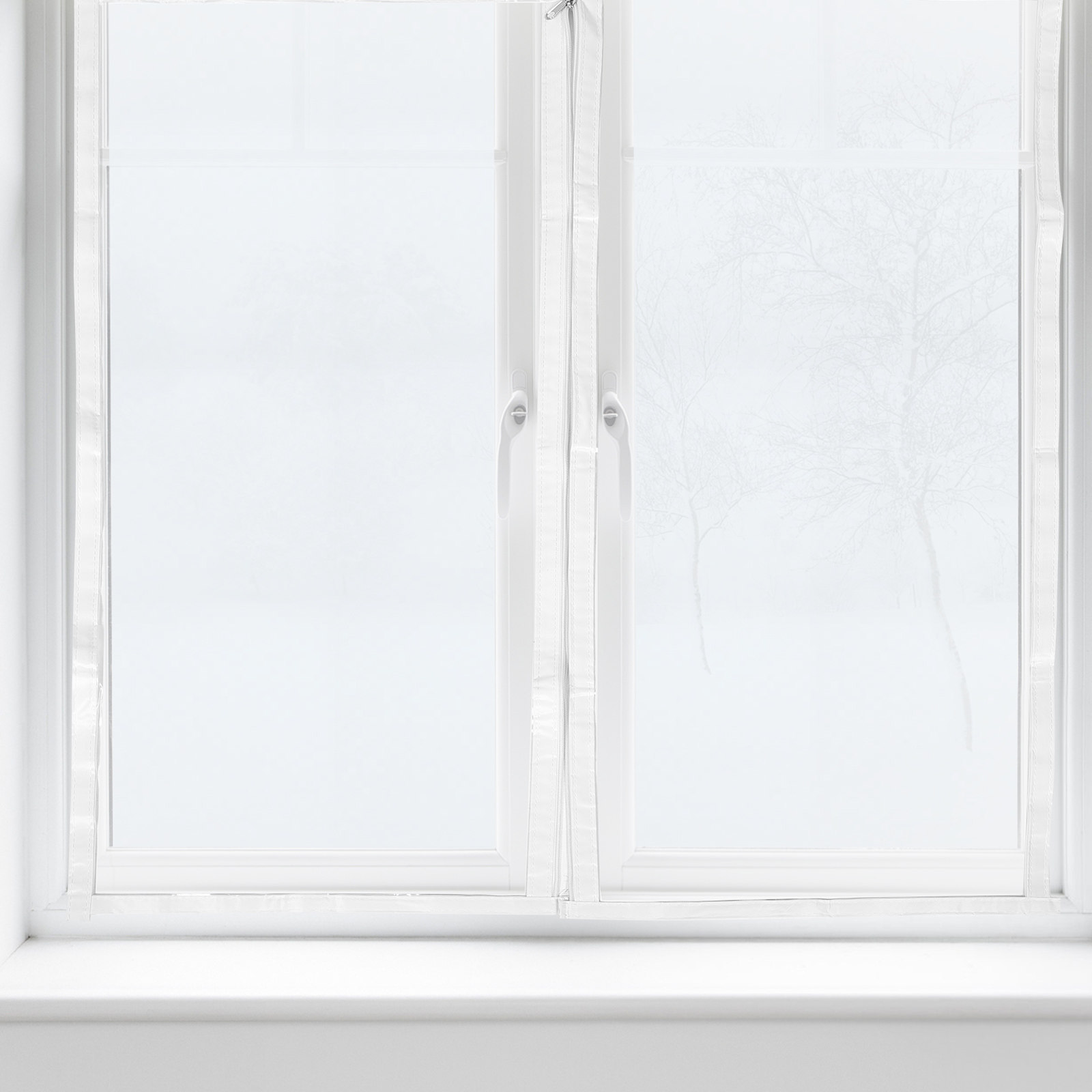 Window Insulation Film - ฟิล์มฉนวนกันความร้อนหน้าต่างสำหรับฤดูหนาวแบบหนาพิเศษ พร้อมซิปสำหรับเปิด-ปิดง่าย ป้องกันความหนาวเย็น ใช้ภายในอาคาร