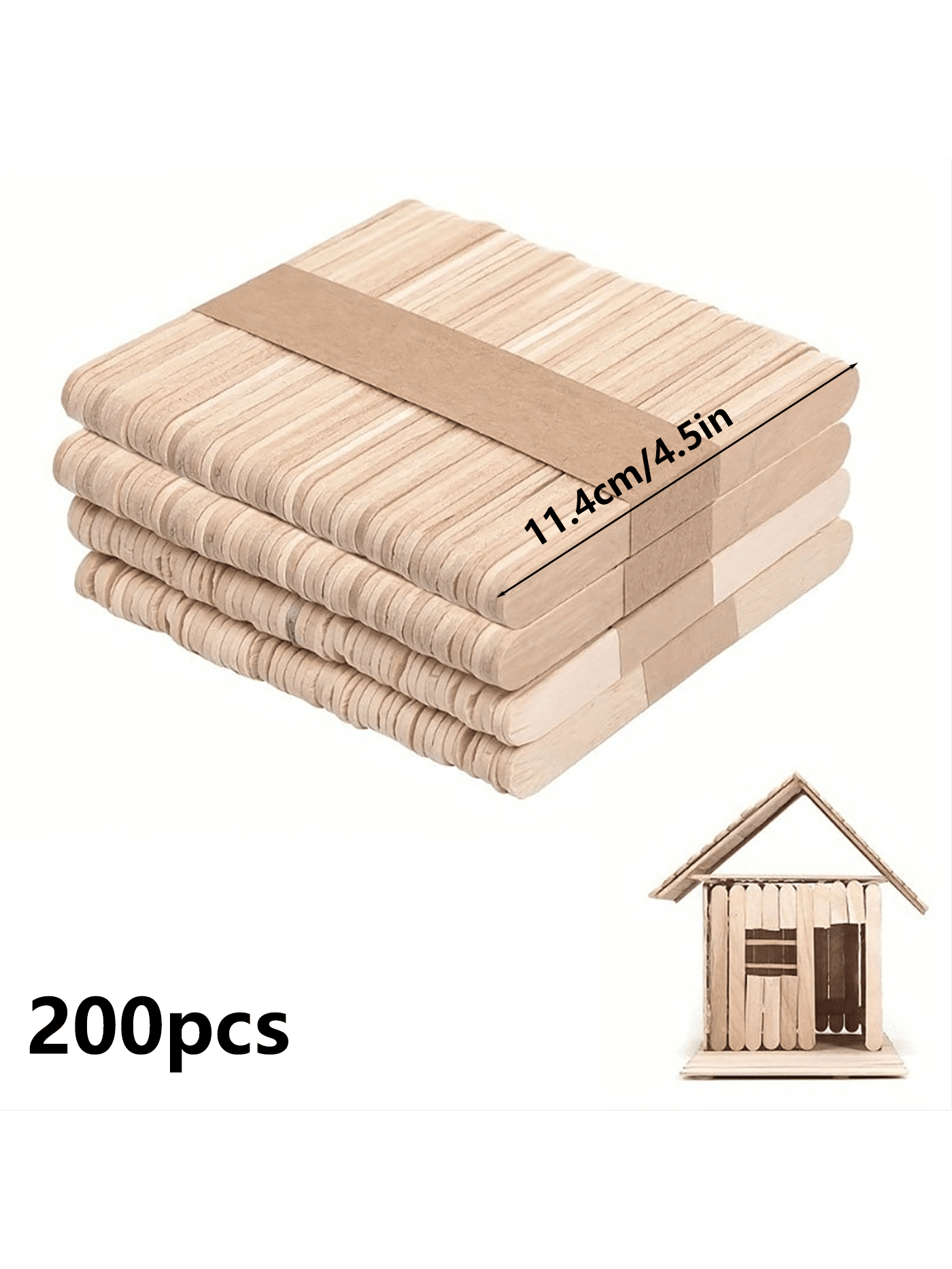Wood Filler Stick - 50/100/200 ชิ้น ไม้แท่งงานฝีมือขนาดเล็ก 11.4 ซม./4.5 นิ้ว
