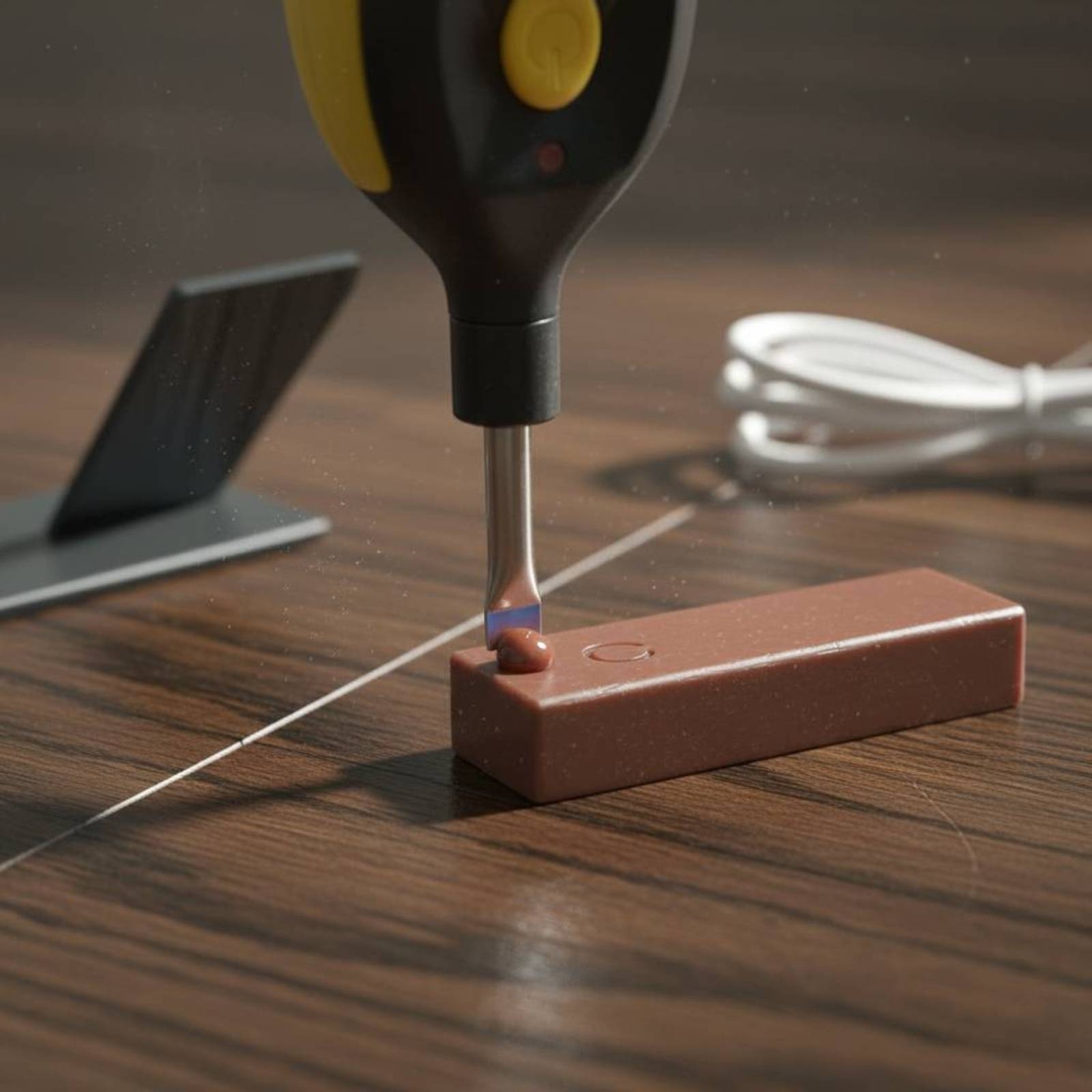 Wood Filler Stick - ชุดซ่อมพื้นไม้ ชุดปากกาให้ความร้อนแบบชาร์จ USB พร้อมแท่งเติมวัสดุ ชุดเครื่องมือซ่อมแซมแบบละลาย กล่องเก็บอุปกรณ์
