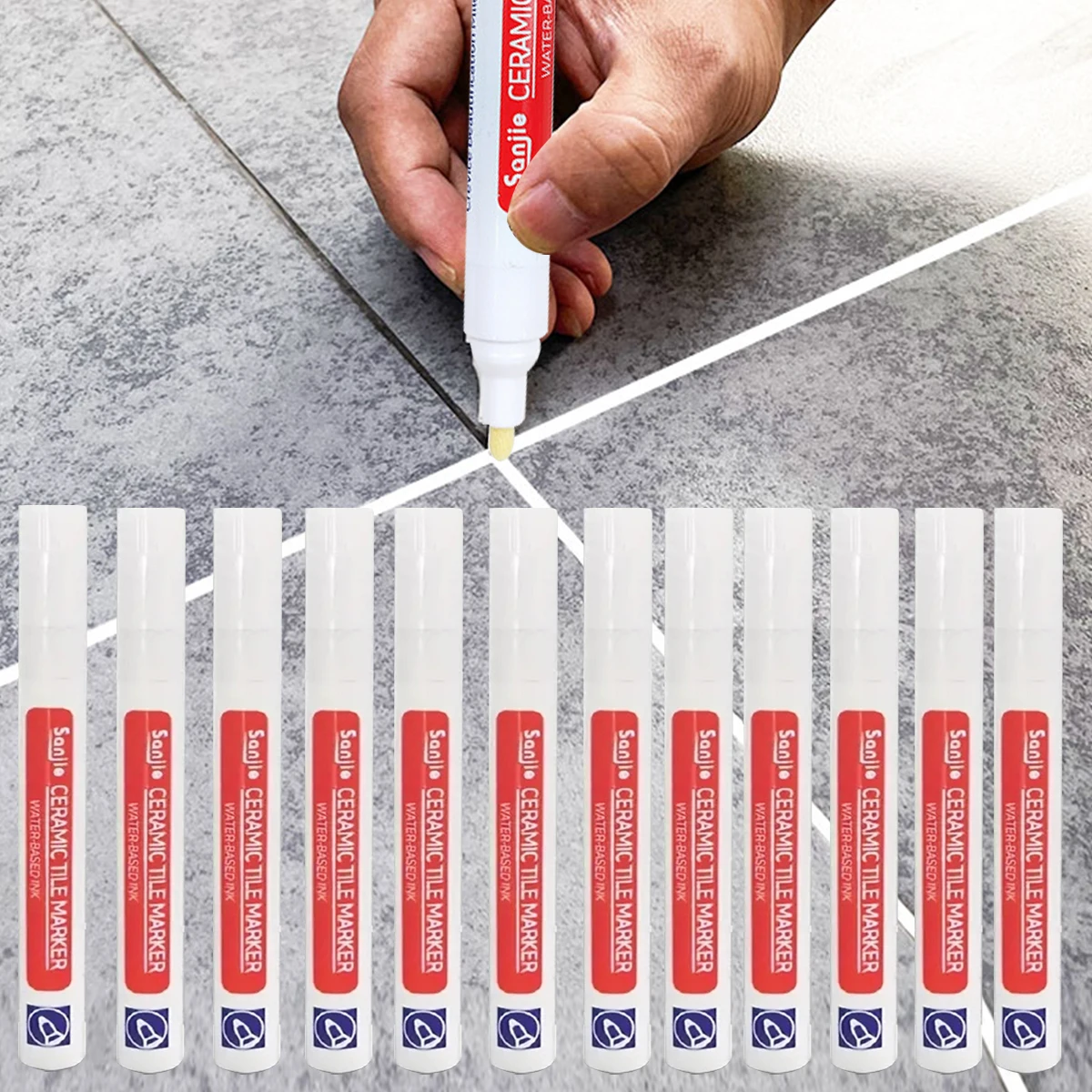 Tile Grout Repair - 12pcs Grout ปากกาสีขาว MARKER: กันน้ํา Grout