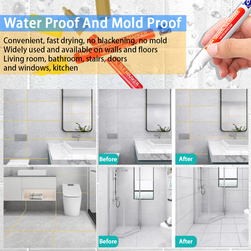 ปากกามาร์คเกอร์กันน้ำสีขาว 3 ช - Tile Grout Repair บทวิจารณ์และราคา