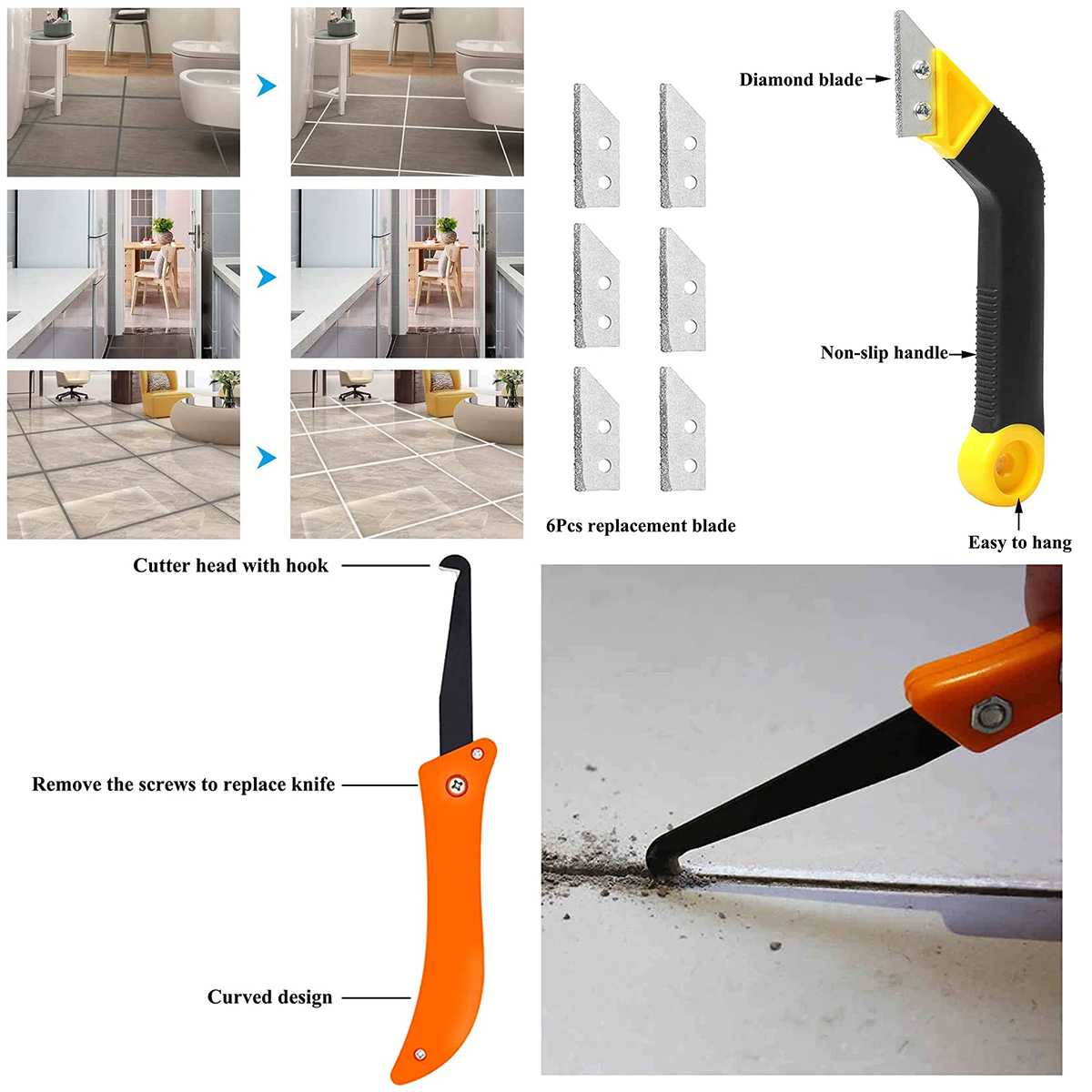 ชุดเครื่องมือขจัดคราบยาแนว 12  - Grout Saw Removal บทวิจารณ์และราคา