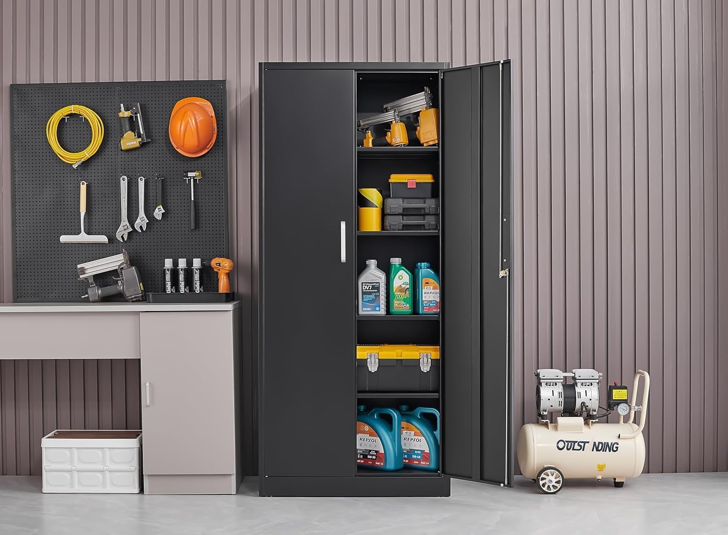 ตู้เก็บของโลหะพร้อมชั้นวางปรับ - Home Improvement Help บทวิจารณ์และราคา